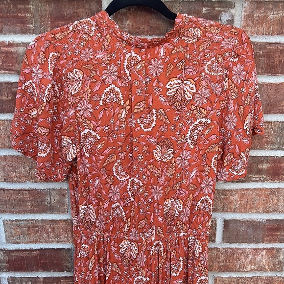 KNOX ROSE Ladies XS Burnt Orange Floral Maxi Dress - Picture 11 of 12